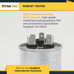 TitanPro TRCFD505 HVAC Round Dual Motor Run Capacitor 50/5 MFD/UF440/370 Volts