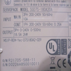 [New Other] YASKAWA / SGD7S-180A20A / SERVOPACK, 2KW, 18.5A