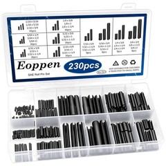230Pcs SAE Roll Pin Assortment Set – Slotted Spring Pins Steel Split Expansion P