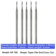 Vakker 5pc Dental HP 700 Carbide Burs Taper Flat End Cross-Cut 2.35mm Shank