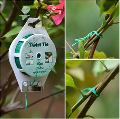 2 Reels 328 Feet (100m) Twist Tie, Green Coated Garden Plant Ties with Cutter fo