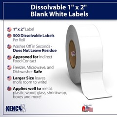 3,000 Blank White 1″ x 2″ Dissolvable Labels for Food Prep, Canning – 6 Rolls