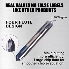3/8″ 4 Flute 90 Degree Solid Carbide Chamfer Mill – Double End – AlTiN Coated