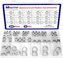 600 Pcs Aluminum Crush Washer Assortment Kit – 18 Sizes