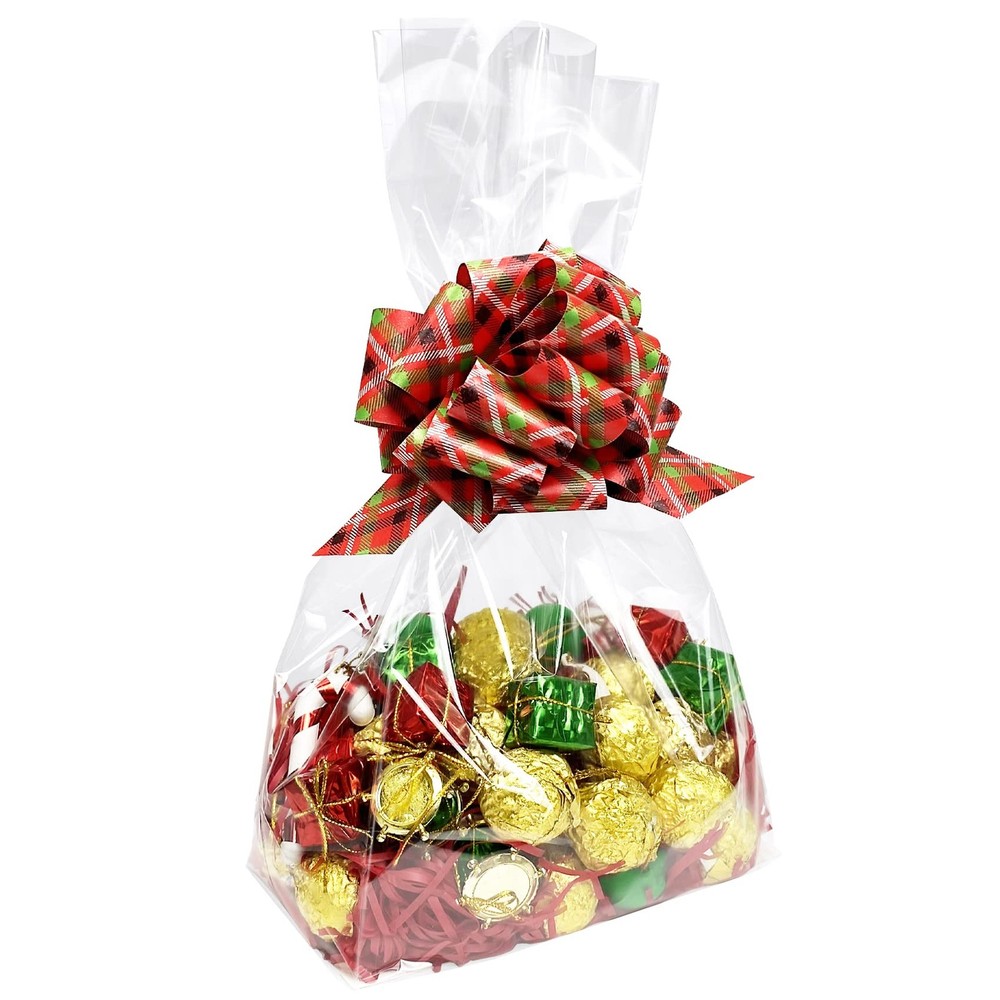 Gusseted Cello Bags 50 PCS 7x4x14 Inch Flat Bottom with Paper Inserts