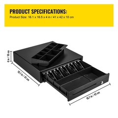 VEVOR 16″ Cash Drawer for POS Systems with 3 Unlocking Modes and RJ11/RJ12