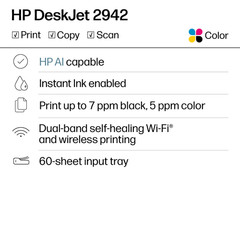 HP DeskJet 2942 Wireless All-in-One Color Inkjet Printer, Retro Sky Blue