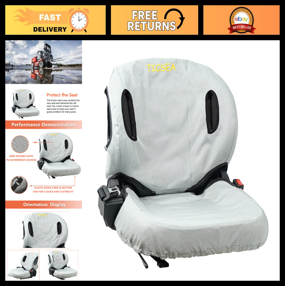Durable 600D Oxford Cloth Forklift Seat Cover, Weatherproof, Fits 22″H x 20″W Ba
