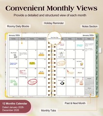 2026 Hardcover Weekly Monthly Planner A5 Spiral Agenda Wildflower Cover