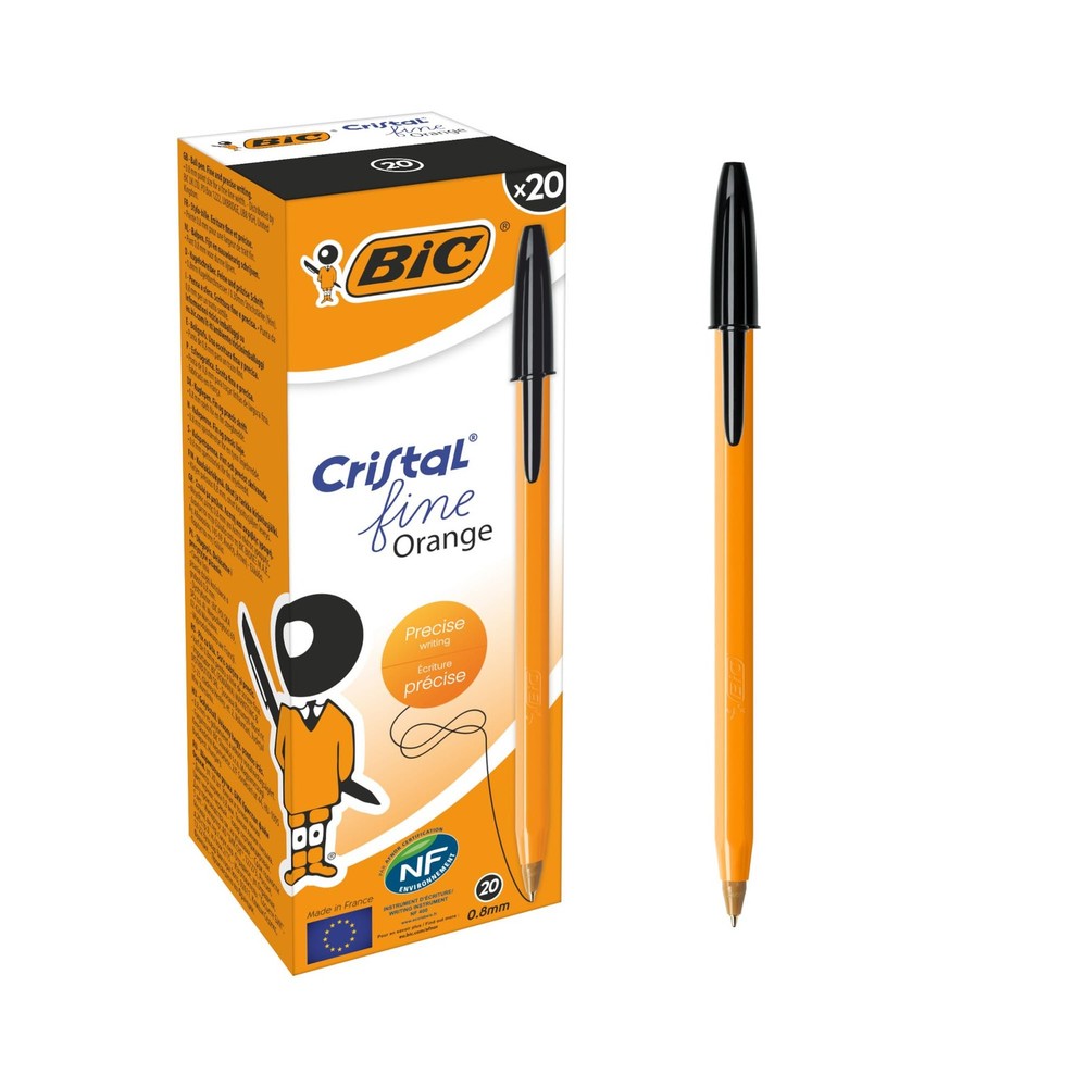 Orange Fine Ballpoint Pens Long-Lasting Ink Fine Point 0.8mm Black 20 Pack