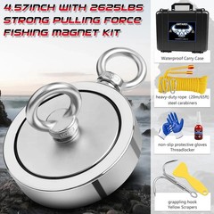 2625 lbs Fishing Magnet Kit Double Sided Magnet Fishing Kit and Rope with Case