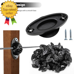 100 PCS Electric Fence Insulator with Screws, Black Wood Post Polywire Insulator