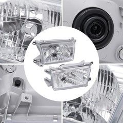 Pair Glass Headlights 4Runner 1996-2002 Clear Lens White Housing 81110-35320