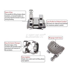 Dental Orthodontic Brackets Brace Mini/Standard Roth MBT Slot 022/018 Mesh Base