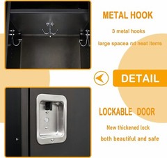 Metal Locker Steel Storage 55″ Storage Cabinet Retro Wardrobe with Lockable Door