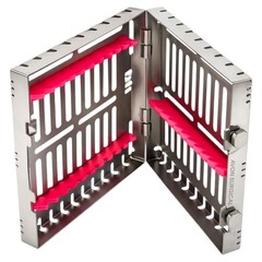 2 TURN BUTTON DENTAL AUTOCLAVE STERILIZATION CASSETTE BOX TRAY FOR 10 INSTRUMENT