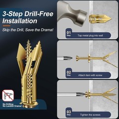 160 Pcs Self Drilling Drywall Anchors with Screws, 2Sizes 80 Sheetrock Anchors &