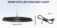 2 Pack 500W UFO LED High Bay Light Shop Industrial Commercial Factory Warehouse