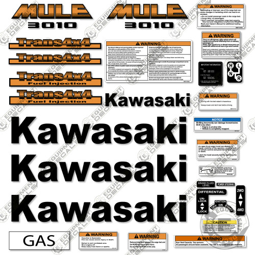 Fits Kawasaki Mule 3010 Decal Kit – Aftermarket 7 Year 3M Vinyl Kit! (Orange)
