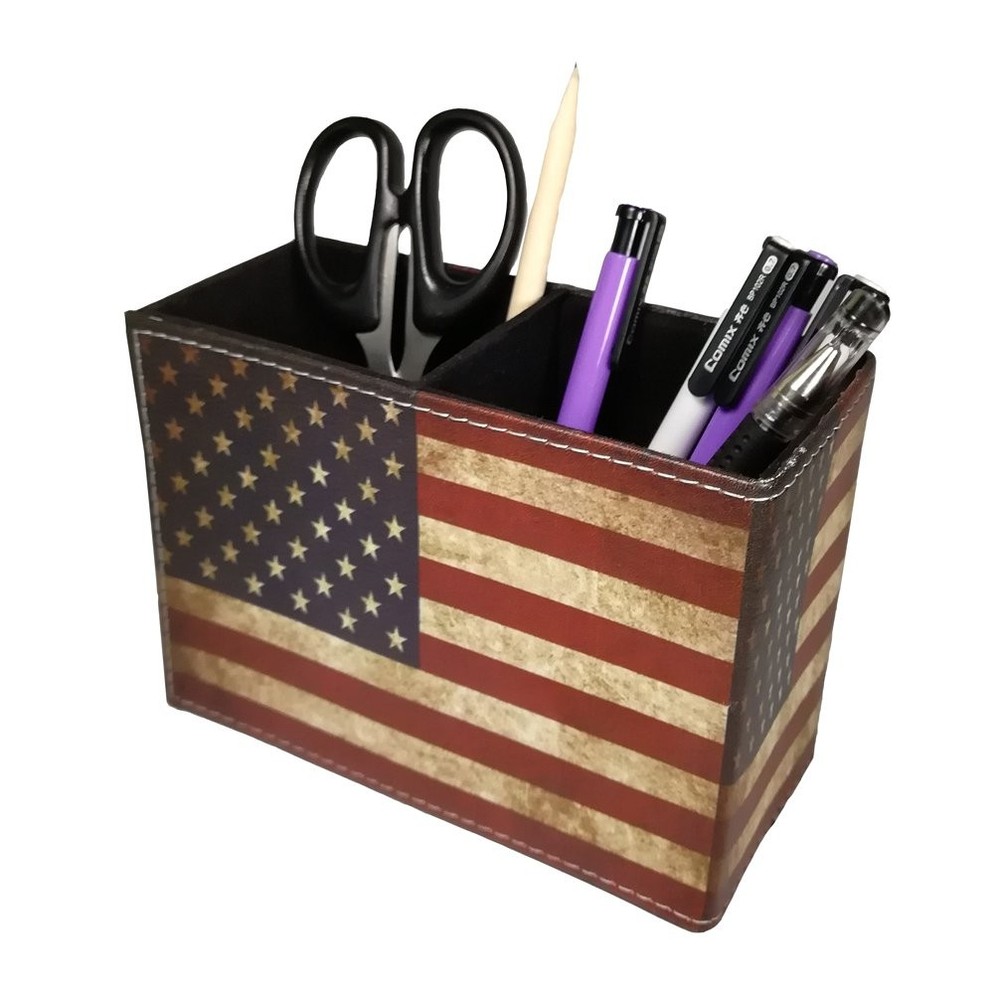 DreamsEden Pen Holder, 5.9 × 2.76 × 4.3 inches, American Flag Rectangle