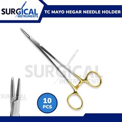 10 Pcs T/C Mayo Hegar Needle Holder Driver 7″ Surgical Veterinary German Grade