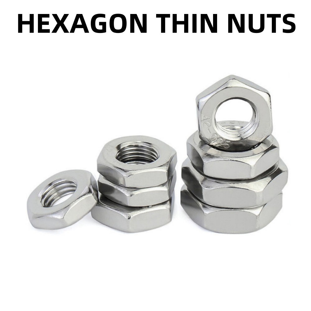 M2M3M4M5M6M8M10M12M14M16M18M20M22M30 HEXAGON THIN HALF LOCK NUTS STAINLESS STEEL