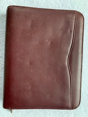 VTG DAYTIMER Planner Cover Zip Around Faux Leather 7-Ring Oxblood 8.5 X 10.5”