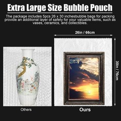 5 Pack 26 * 30 Inch Extra Large Bubble Pouches Clear Bubble Pouch Wrap Bags f…