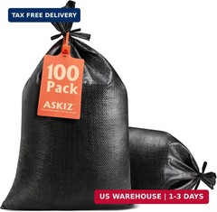 ASKIZ Heavy Duty Sand Bags with UV Protection – 16″ x 25.5″ Ultra Tough Polyprop