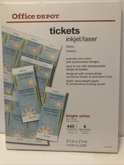 Office Depot Brand Inkjet/Laser 400 Blank Printable Tickets Bright White,922-761