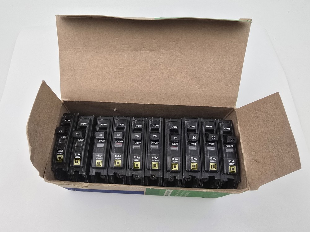10PC Square D Bolt On QHB120 Circuit Breaker QOB120 65KA 20A 1P 120/240V