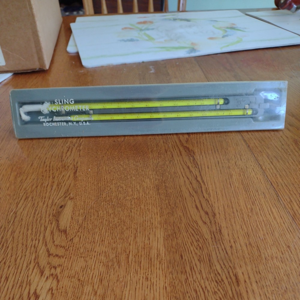 Taylor U.S.A Rochester N.Y Sling Psychrometer Hygrometer 9″ Tubes 20-120° F