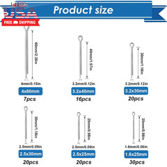 Cotter Pin Assortment Kit – 304 Stainless Steel 13 Sizes Cotter Pins & R Clips C
