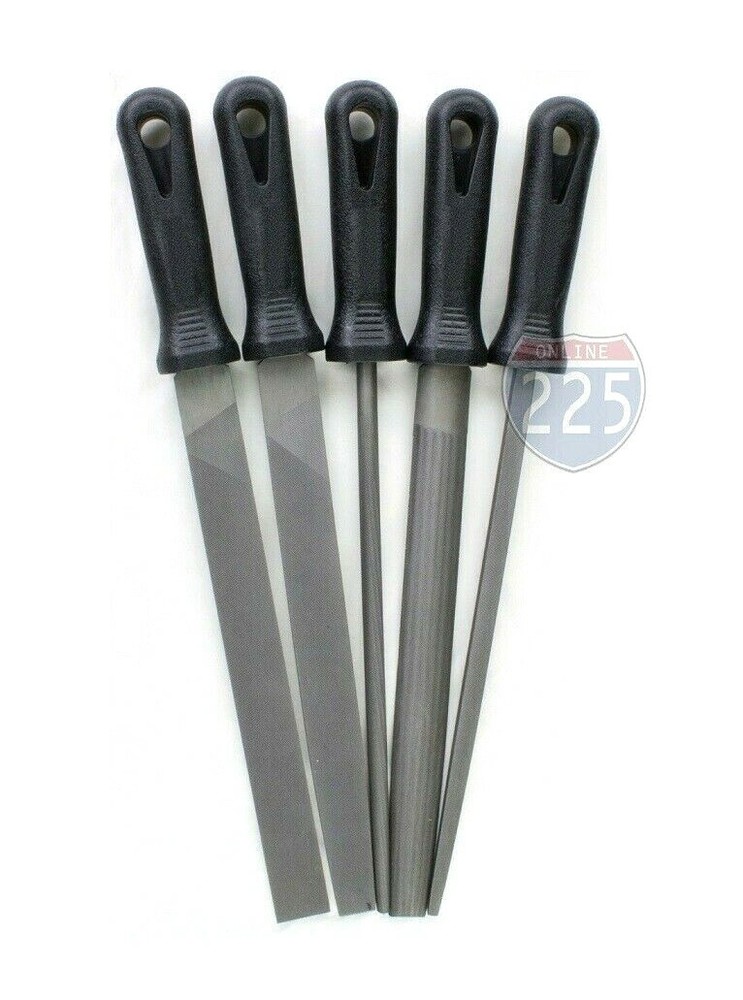 5 Piece 10″ Second Cut File Set Round Square Flat Half-Round Hand Tool Kit