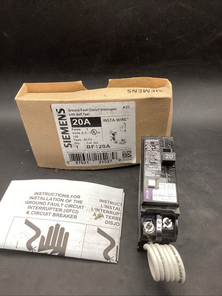 NEW Siemens BF120A GFCI Circuit Breaker 20Amp Single Pole 120V