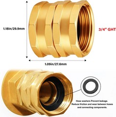 UNWAVER Garden Hose Female to Female Adapter,3/4″ GHT Heavy Duty Brass Double Fe