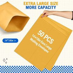 50 Pcs 14” X 18” Extra Large Mailing Envelopes 32Lb with Gummed Flaps, Catalog