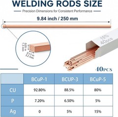 15% Silver Brazing Rods AWS BCuP-5 40 Sticks, Silver Solder Flat Welding Rods…