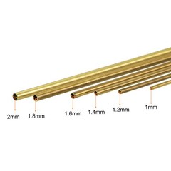 Pack of 6 Brass Tube 1mm-2mm OD x 0.2mm Wall Thickness 300mm Length Metal Tubing