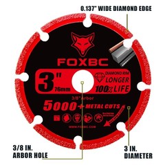 3″ Diamond Cut Off Wheel – 5000+ Cuts on Metal, Rebar, Stainless Steel – 3 Pack