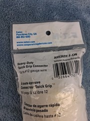 Eaton Arrow Heavy Duty quick Grip Connecotr Up to #12 Gauge Wire AH5369Y-F-LW