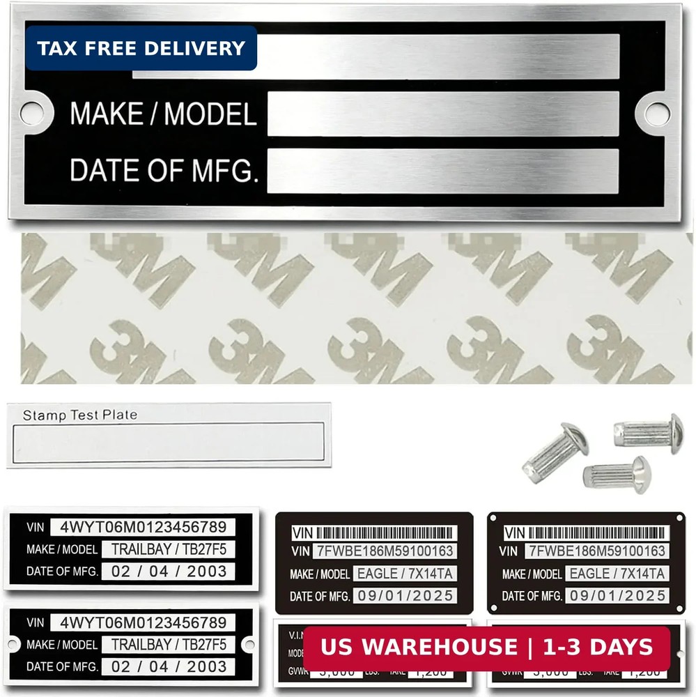 Blank Aluminum ID Plates, Metal Identification Plate, Serial Number Tag, Equipme