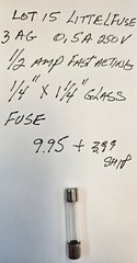 Lot of 15 LittleFuse 3AG 0.5A 250V 1/2 AMP Fast Acting 1/4″x1/4″ Glass