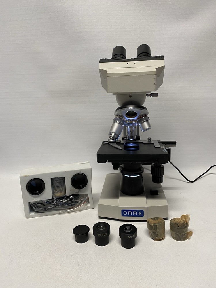 OMAX Binocular Compound Microscope w/ Mechanical Stage 4 With Camera. Read. Y4