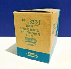 LEVITON IVORY JUMBO Surface Mount Triple Convenience Outlet Polarized NEW 323-I