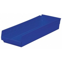 Akro-Mils 30184Blue Shelf Storage Bin, Plastic, Blue, 4 In H, 8 3/8 In W, 23
