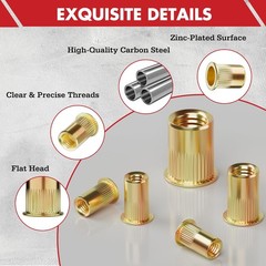 Arrow 200PCS SAE Rivet Nut Kit For Rivnut Tool Nut Setter Thread Set Nutsert Gun