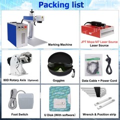 100W JPT E2 Mopa Fiber Laser Marking Machine Laser Engraver & Rotary Axis US