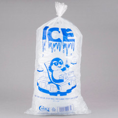 (1000-Case) 20 Lb. Clear Plastic Ice Bag Store Machine Commercial Printed Blue