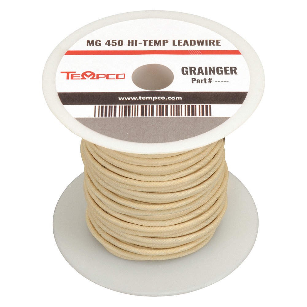TEMPCO LDWR-1015 High Temp Lead Wire,10AWG,100ft,Natural 2KE40